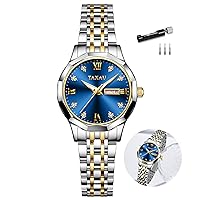 Business Watch for Women Stainless Steel Waterproof Quartz Dress Ladies Watch Day-Date Luxurious Diamond Small Face Womens Watches
