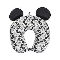 FUL Disney Mickey Mouse Travel Neck Pillow for Airplane, Car and Office Comfortable and Breathable, Grey with 3D Ears