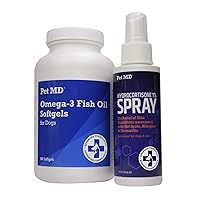 Pet MD Hydrocortisone Spray & Omega 3 Fish Oil Softgels