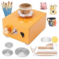 Yofuly Mini Pottery Wheel with 3 Mini Turntable, Pottery Wheel Machine 2300RPM Electric Pottery Wheel Mini Clay Making Pottery Machine with 6 Pottery Shaping Tools (Golden)