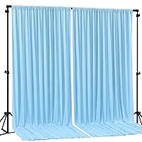 Blue Backdrop Curtains 2 Panels - Wrinkle-Free Light Blue Curtains Polyester Photography Drapes Photo Background for Baby Shower Birthday Party Decorations- 8 X10FT (Blue)