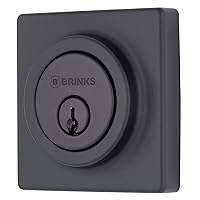 Brinks - Contemporary Single Cylinder Deadbolt, Matte Black - Built for Rigorous Residential Protection with ANSI Grade 3 Security (E2402-122)