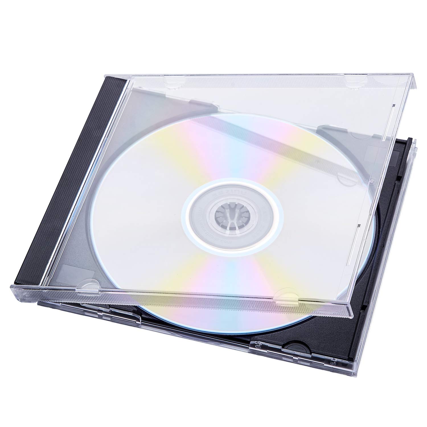 Maxtek 10.4 mm Standard Single Clear CD Jewel Case with Assembled Black Tray, 10 Pack