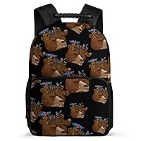 Bear Head Bird Roost 16 Inch Travel Laptop Backpack Casual Hiking Backpack with Mesh Side Pockets for Business Work