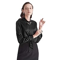 LilySilk Silk Tie Blouse Long Sleeve Feminine Stand Collar Silk Blouses for Women 19 Momme