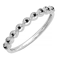 Dazzlingrock Collection Round Gemstone or Diamond Ladies Wedding Stackable Band Ring | 925 Sterling Silver