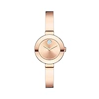 Movado Women's BOLD Bangles Rose Gold Watch with a Flat Dot Sunray Dial, Gold/Pink (Model 3600286)