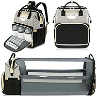 HOTBEST Baby Diaper Bags, Multifunction Waterproof Travel Essentials Baby Bag with USB port, Nappy Changing Bags with Changing Pad,Unisex and Stylish(Black Gray)