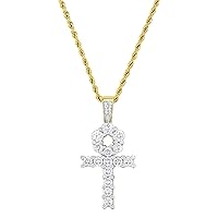 Men's Gold 18K Finish Iced Out EGYPTIAN ANKH Pendant with Rope Chain, Free Shipping - Infinity Eye Of Horus, Eye Of Ra, Symbol for Protection,EYE OF HERU ANKH