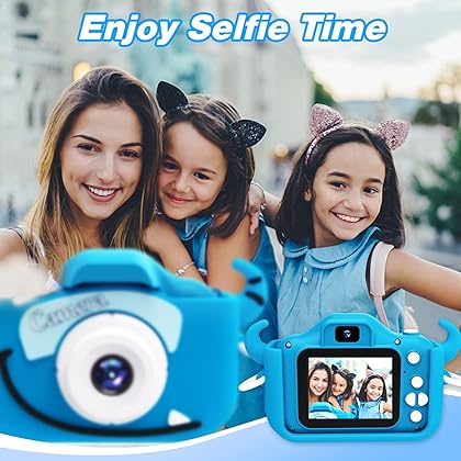 Goopow Kids Camera Toys for 6-12 Year Old Girls and Boys,Children Digital Video Camcorder Camera with Cartoon Soft Cover, Best Christmas Birthday Festival Gift for Kids - 32G SD Card Included