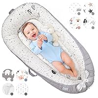 Baby Lounger for Newborn Cover - Newborn Lounger for 0-12 Months, Breathable & Portable Infant Lounger - Adjustable Cotton Soft Baby Floor Seat for Travel, Newborn Essentials - Wide Universe