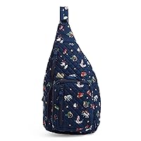 Vera Bradley Women's Cotton Sling Backpack, Snow Globe Motifs - Recycled Cotton, One Size