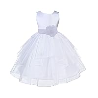ekidsbridal White Shimmering Organza Flower Girl Dresses Pageant Dress 4613S