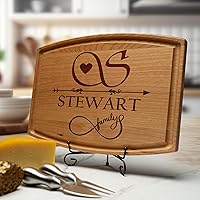 Engraved Personalized Wood Cutting Boards - Serving Block Made For Great Custom Gifts - Best Christmas, Wedding, Anniversary, Bridal Shower, Housewarming, New Home Gift Idea. Handcrafted in USA