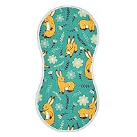 xigua 4 Pack Cute Rabbits Muslin Baby Burp Cloths,Super Soft Absorbent Skin-Friendly Cotton Burping Rags for Newborn, Boys & Girls,Unisexs 22x11in