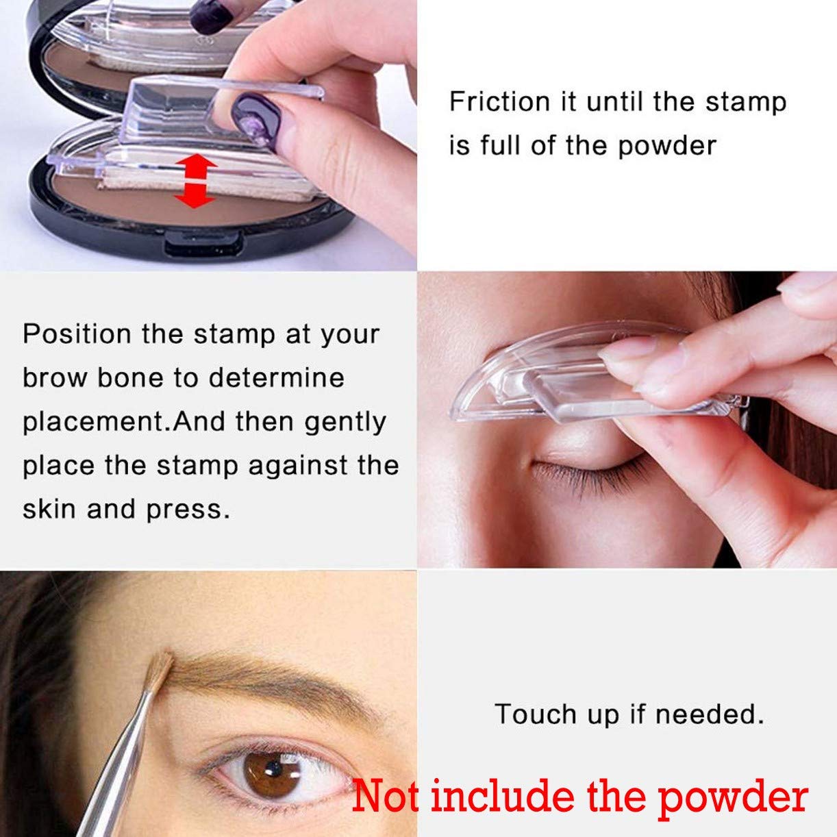 WellieSTR 5 Sets Eyebrow Stamp Lazy Eyebrow Stamp Quick Makeup Eye Brow Stamps (Straight Stencil)