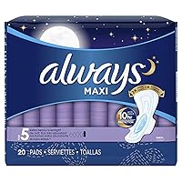 Always Extra Heavy Overnight Maxi Pads with Flexi-Wings - 20 Count (Pack of 2)