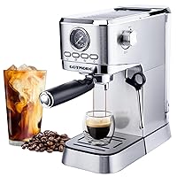 Espresso Machine with Milk Frother, Espresso Machine for Latte Cappuccino, Stainless Steel Professional Compact Espresso Coffee Machines, 33oz Removable Water Tank Coffee Espresso Maker
