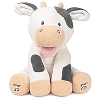 Baby GUND Buttermilk the Cow Animated Plush, Singing Stuffed Animal Sensory Toy, Sings Old MacDonald and Teaches Animal Sounds, Cream/Grey, 12”