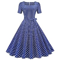 Womens 1950s Vintage Polka Dots Audrey Hepburn Dress Rockabilly Prom Cocktail Tea Party Homecoming Wedding Swing Dress