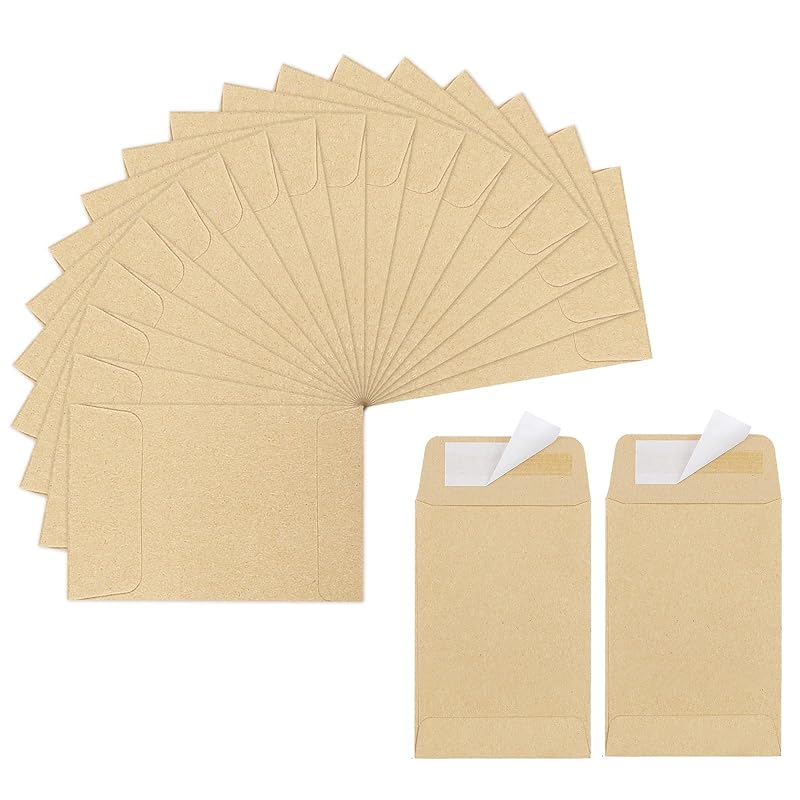 Joyberg 180 Pack Coin Envelopes 2.35×3.5, Brown Kraft Small Envelopes, Full-Flap Seal Seed Packets Envelopes, Seed Envelopes, Mini Envelopes for