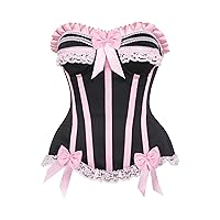 Womens Top Drawer Black/Pink Steel Boned Burlesque CorsetCorset