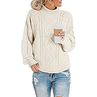 Fall Sweaters for Women 2023 Trendy Turtleneck Oversized Sweaters Batwing Long Sleeve Pullover Sweater Loose Chunky Knit Jumper Tops Womens Winter Fashion Outfits A,beige