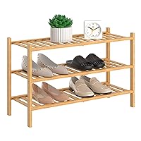 3-Tier Natural Bamboo Shoe Rack - Stackable Storage Shelf with Multi-Function Combinations - Free Standing Shoe Racks for Convenient Shoe Organization（Natural） 11