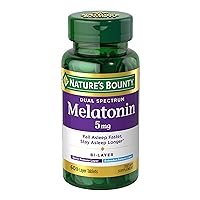 Nature’s Bounty Melatonin 5mg Dual Spectrum, 100% Drug Free Sleep Supplement, Quick Release and Extended Release, Promotes Relaxation and Sleep Health, 60 Bi-Layer Tablets