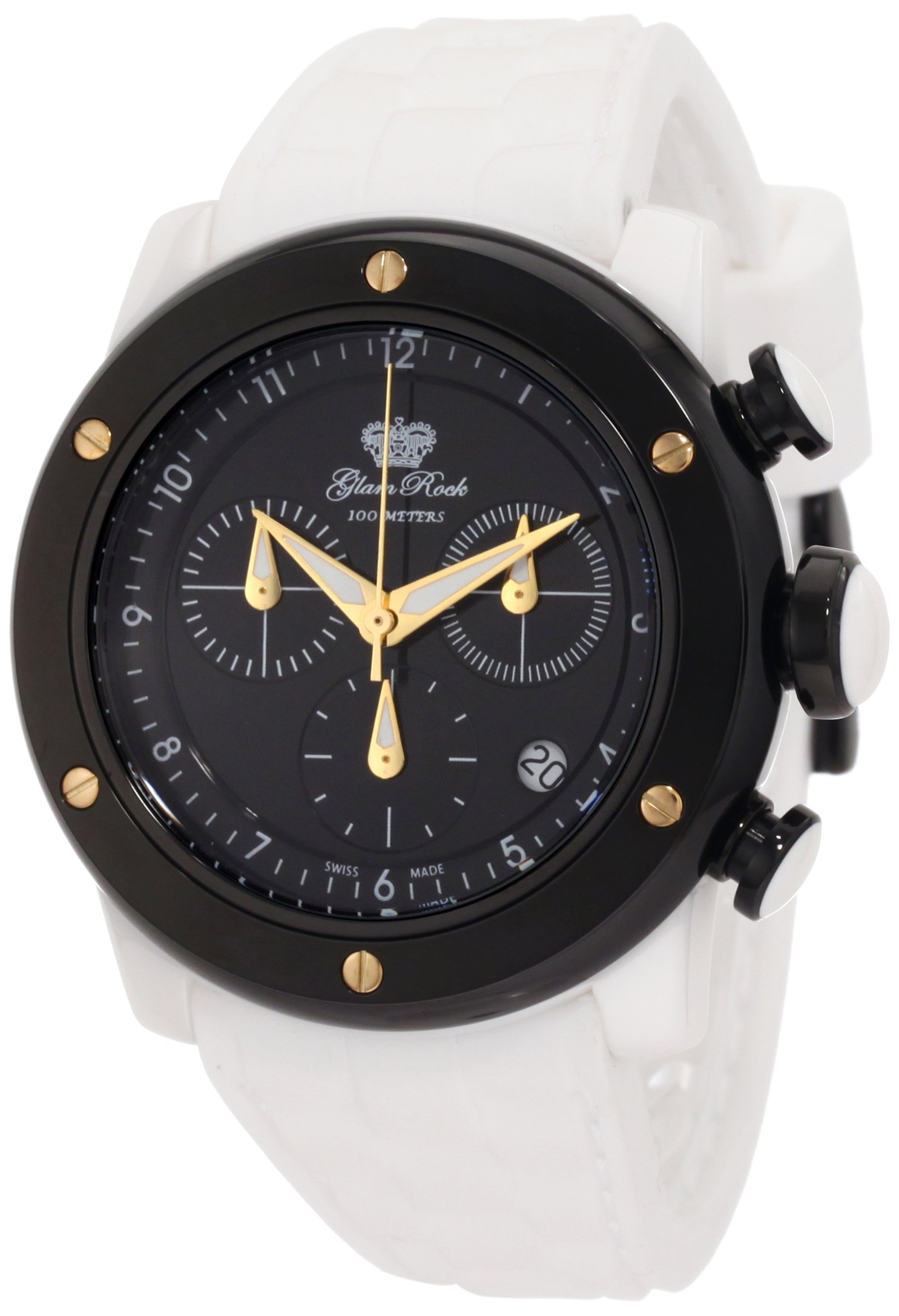 Glam Rock Women's GR50115 Aqua Rock Chronograph Black Dial White Silicone Watch
