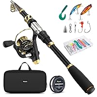 Fishing Rod and Reel Combo,Carbon Fiber Telescopic Fishing Pole Kit with  Spinning Reel,Fishing Line,Fishing Lures Kit and 44CM Carrier Bag for  Fishing