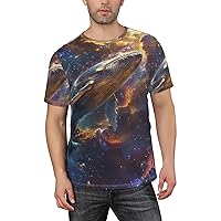 Men's Whales in Galaxy Short Sleeve T-Shirts, Animal Graphic Tee
