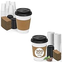 Ginkgo 400 Pack 12 oz Coffee Cups with Lids and Sleeves, To Go Hot Coffee Cups