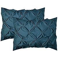 Elegant Comfort 2-Pack Sham Set Pinch Pleat Design, Egyptian Quality 1500 Thread Count, Stylish Design-Easy Care, Wrinkle and Stain Resistant, 2-Piece Sham Set, Pleated Standard/Queen, Navy