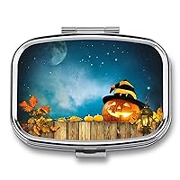 Pill Box Halloween Holiday Pumpkins (15) Square-Shaped Medicine Tablet Case Portable Pillbox Vitamin Container Organizer Pills Holder with 3 Compartments