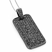 Summer 6.20 C t Simulated Diamond Dog Tg Pendant 14k Black Gold Plated Gift 925 Sterling Silver