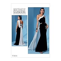 Vogue V1616A5 Women's One Shoulder Floor Length Dress Sewing Pattern by Bellville Sassoon, Sizes 6-14, White