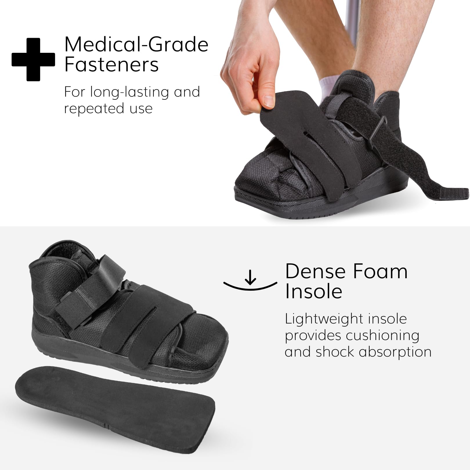 BraceAbility Closed Toe Medical Walking Shoe - Lightweight Broken Toe Cast Boot, Fractured Foot Brace for Metatarsal Stress Fracture, Post-op Bunion, Hammertoe Surgery Recovery - For Men or Women (M)
