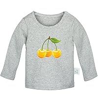 Fruit Cherry Cute Novelty T Shirt, Infant Baby T-Shirts, Newborn Long Sleeves Graphic Tee Tops