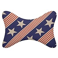 Patriotic USA Stars Car Neck Pillow for Driving Memory Foam Headrest Pillow Cushion Set of 2 for Home Office Chair