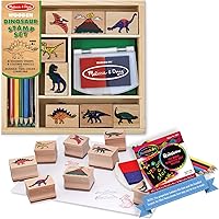 Melissa & Doug Dinosaur: Wooden Stamp Set + Free Scratch Art Mini-Pad Bundle [16339]