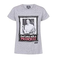 STAR WARS Don't Mess with A Princess Girl's T-Shirt (5-6 Years) Grey