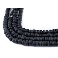 TheBeadChest Black Matte Glass Seed Beads (4mm) - 24 inch Strand of Quality Glass Beads
