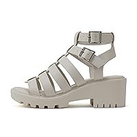 Soda “Rebirth” ~ Women Open Toe Fisherman Multi Strap Velcro Buckle Lug Sole Low Block Heeled Sandals