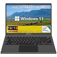 Windows 11 Laptop 8GB RAM+512B SSD,1920x1200 Laptop PC, Laptop Computer with HDMI Slot, 5G+2.4G Dual WiFi, 13.3inch Traditional Laptop PC (8GB+512GB, Gray)