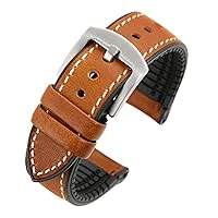 watchdives Leather FKM Rubber Watch Strap, Breathable Sports Band Waterproof Replacement Straps Colorful Watchband with Stainless Silver Buckle for Men & Women 20mm 22mm