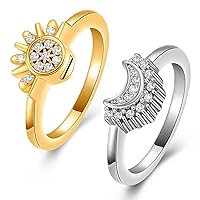 Cremation Jewelry for Ashes Ring - Celestial Sun and Moon Urn Ring Set with Mini Keepsake Urn Memorial Ash Jewelry
