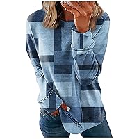 Womens Long Sleeve Tops Round Neck Tops Cotton Women's Casual Fashion Print Loose Softcrew Neck Pullover Top Blouse