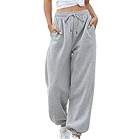 Sweatpants for Teen Girls Baggy High Waisted Cinch Bottom Sweatpants Yoga Workout Joggers Cute Sweats Pants with Pockets