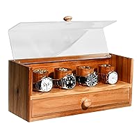 Watch Display Case Watch Holder - Mens Watch Case, Watch Organizer For Women, Wooden Watch Box Watch Cases With Drawer
